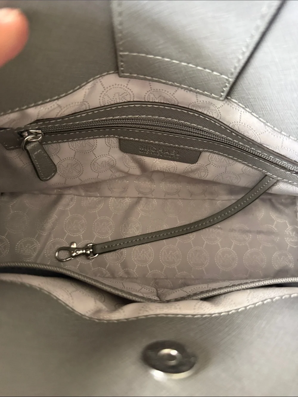 Michael Kors Charcoal Saffiano Leather Satchel with Silver Hardware